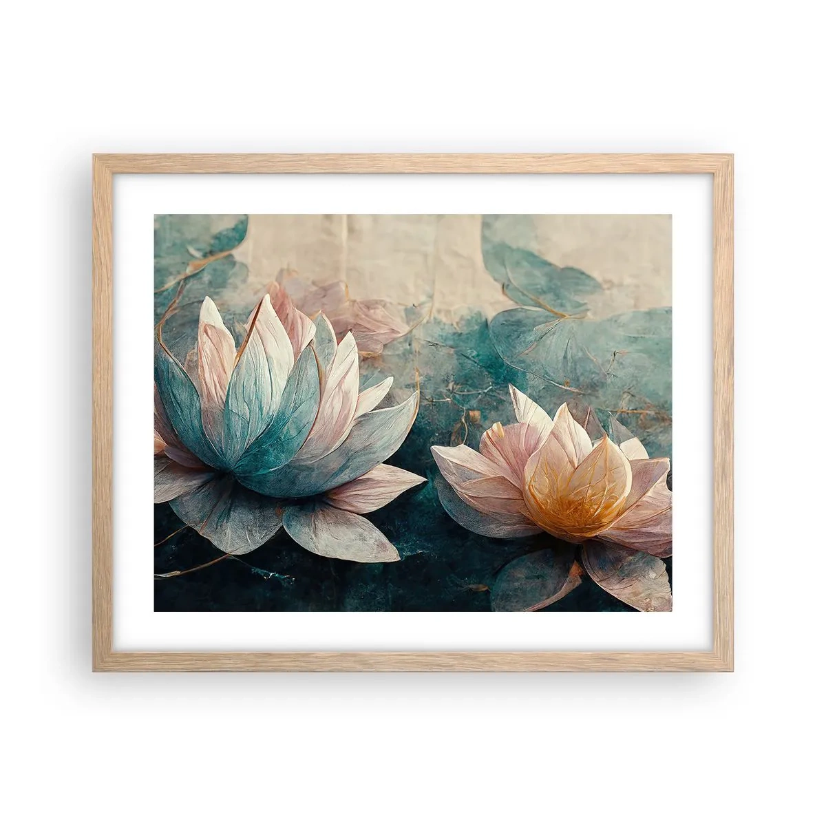 Póster en marco roble claro - Estrellas de lago - 50x40 cm