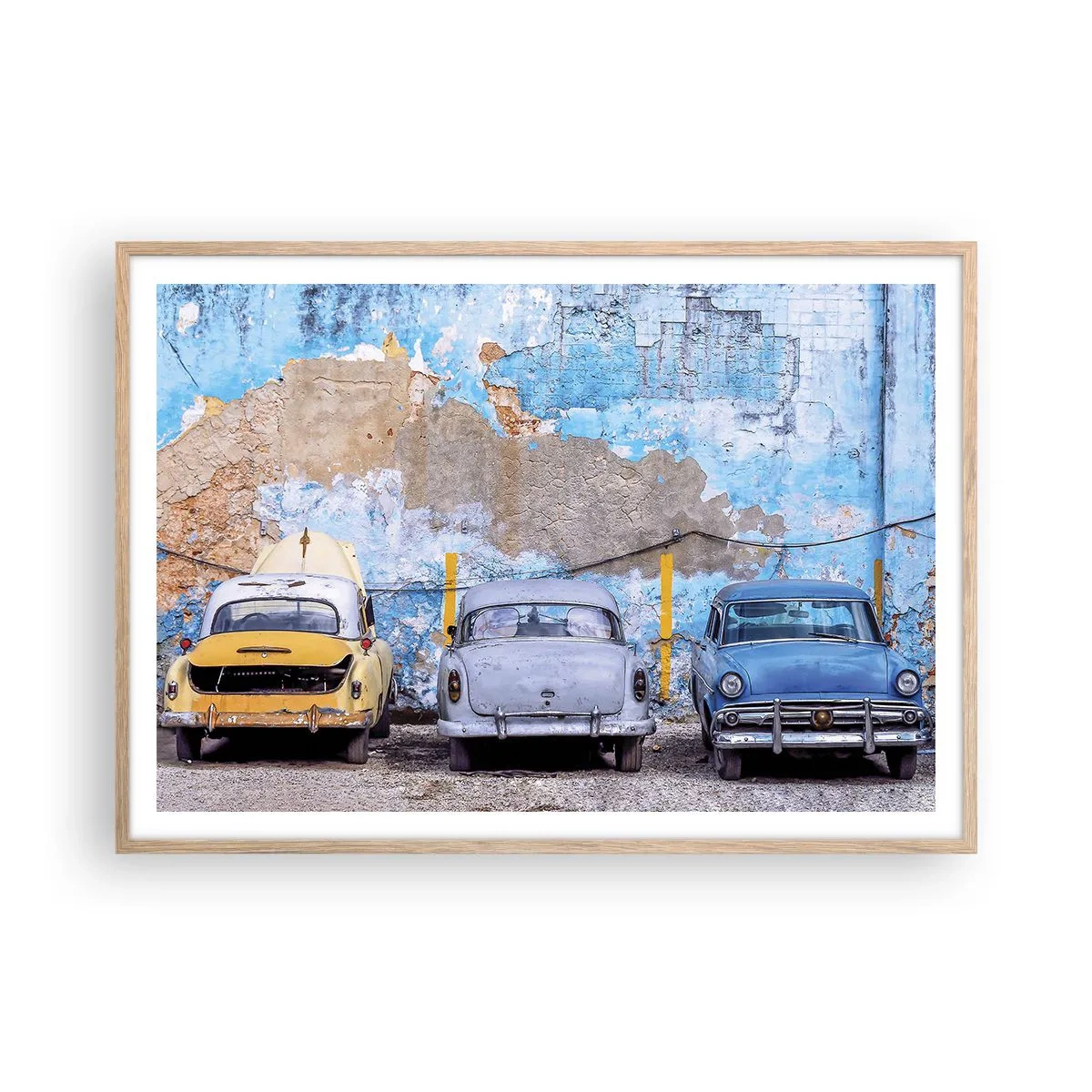 Póster en marco roble claro - Reunión de veteranos - 100x70 cm