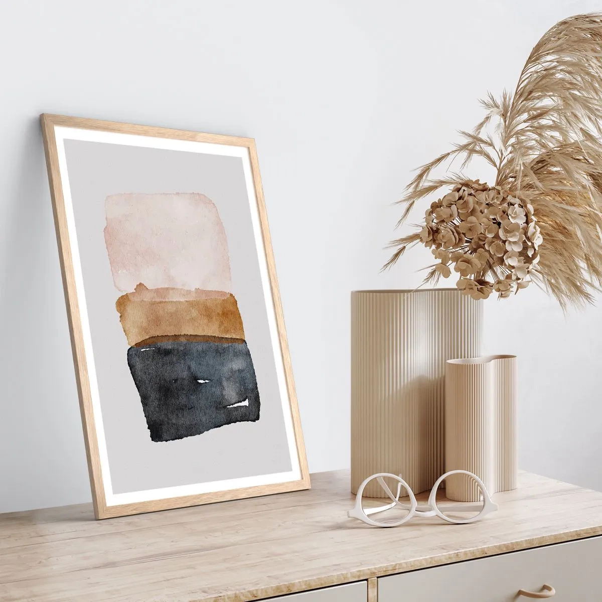 Póster en marco roble claro - Una composición de colores tierra - 70x100 cm