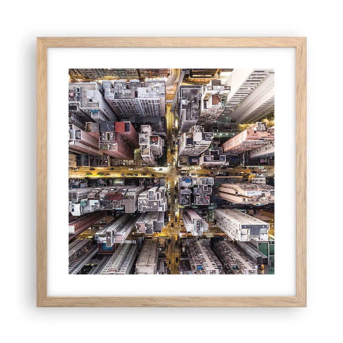 Póster en marco roble claro - Saludos desde Hong Kong - 40x40 cm