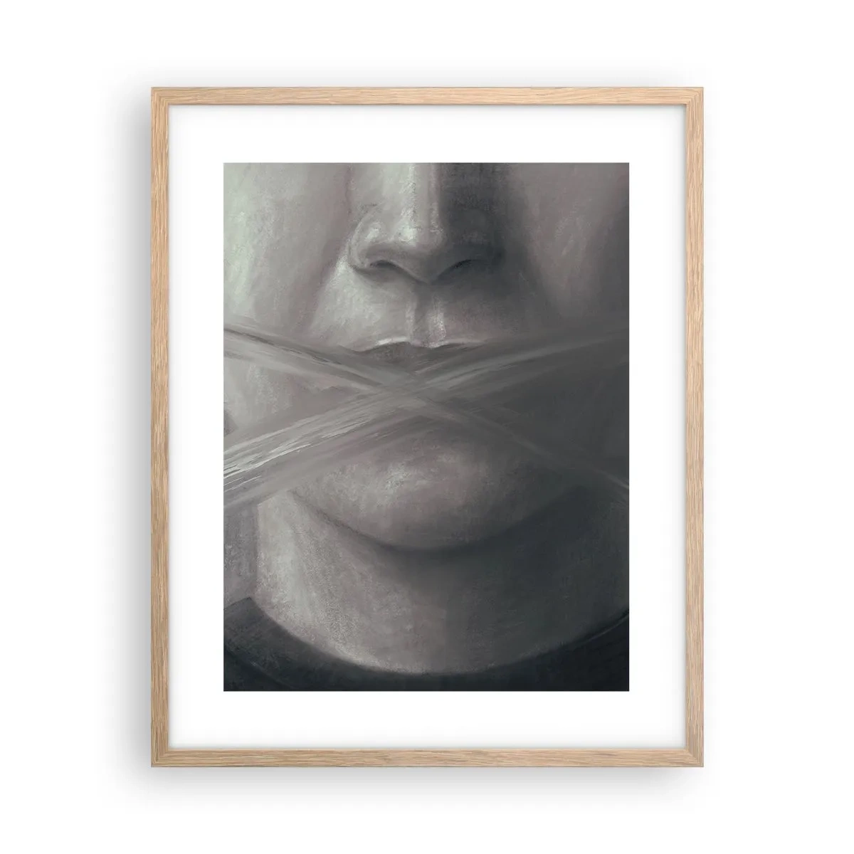 Póster en marco roble claro - Ni una palabra - 40x50 cm