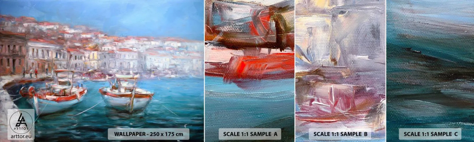 Muestra De Fotomural Standard Eco - Bahía italiana - Ciudad portuaria, Arquitectura, Grecia - 100x30 cm