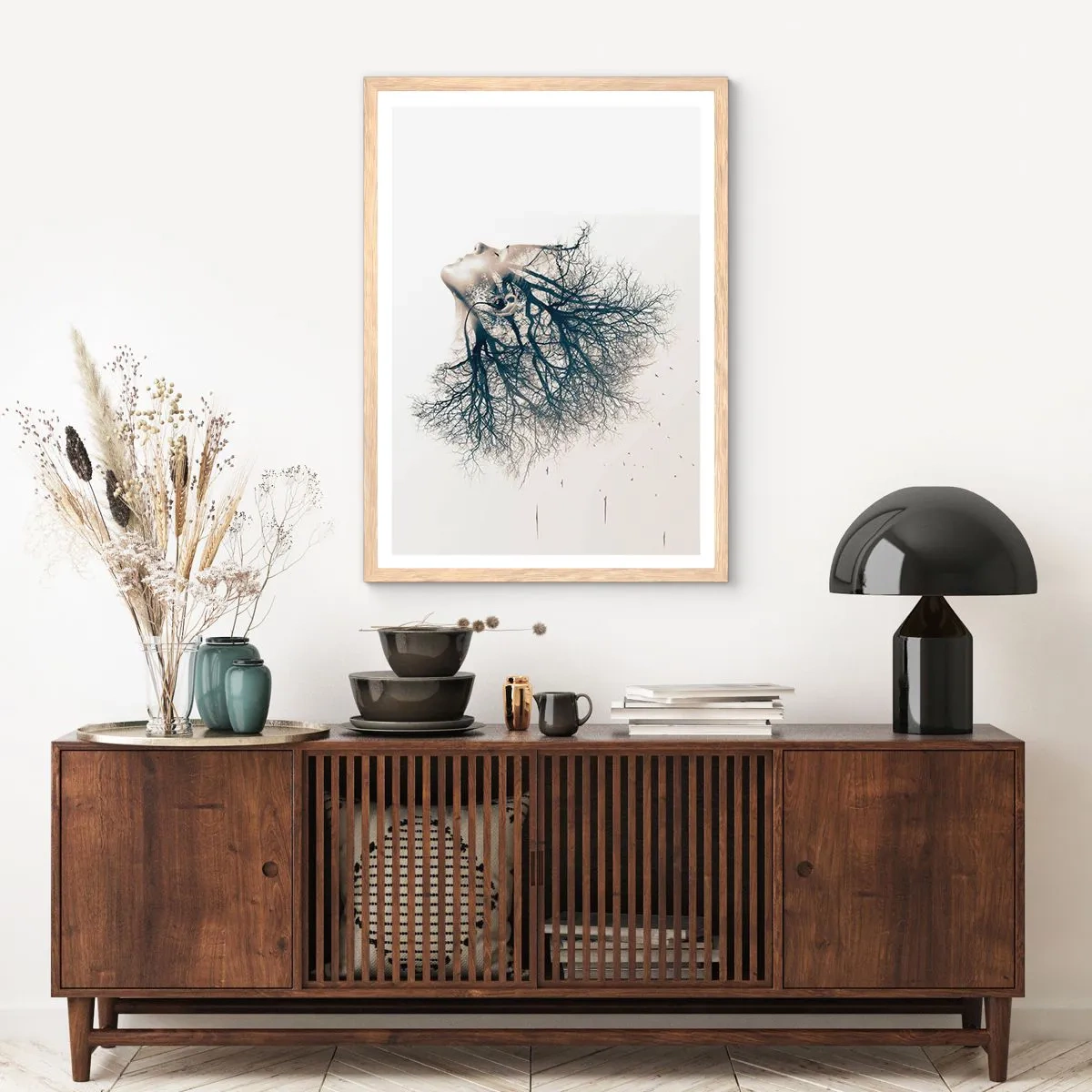 Póster en marco roble claro - Escuchando el susurro de un árbol - 70x100 cm