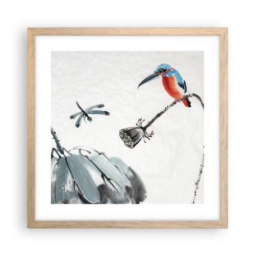 Póster en marco roble claro - La vida de la pradera - 40x40 cm