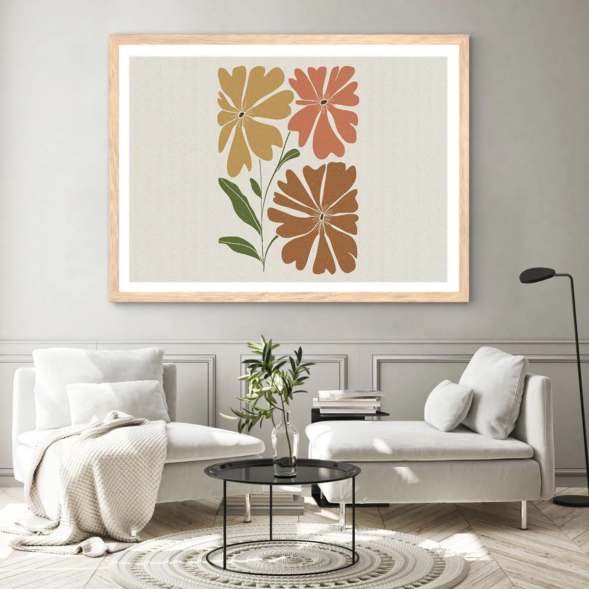 Póster en marco roble claro - Naturaleza y geometría - 100x70 cm