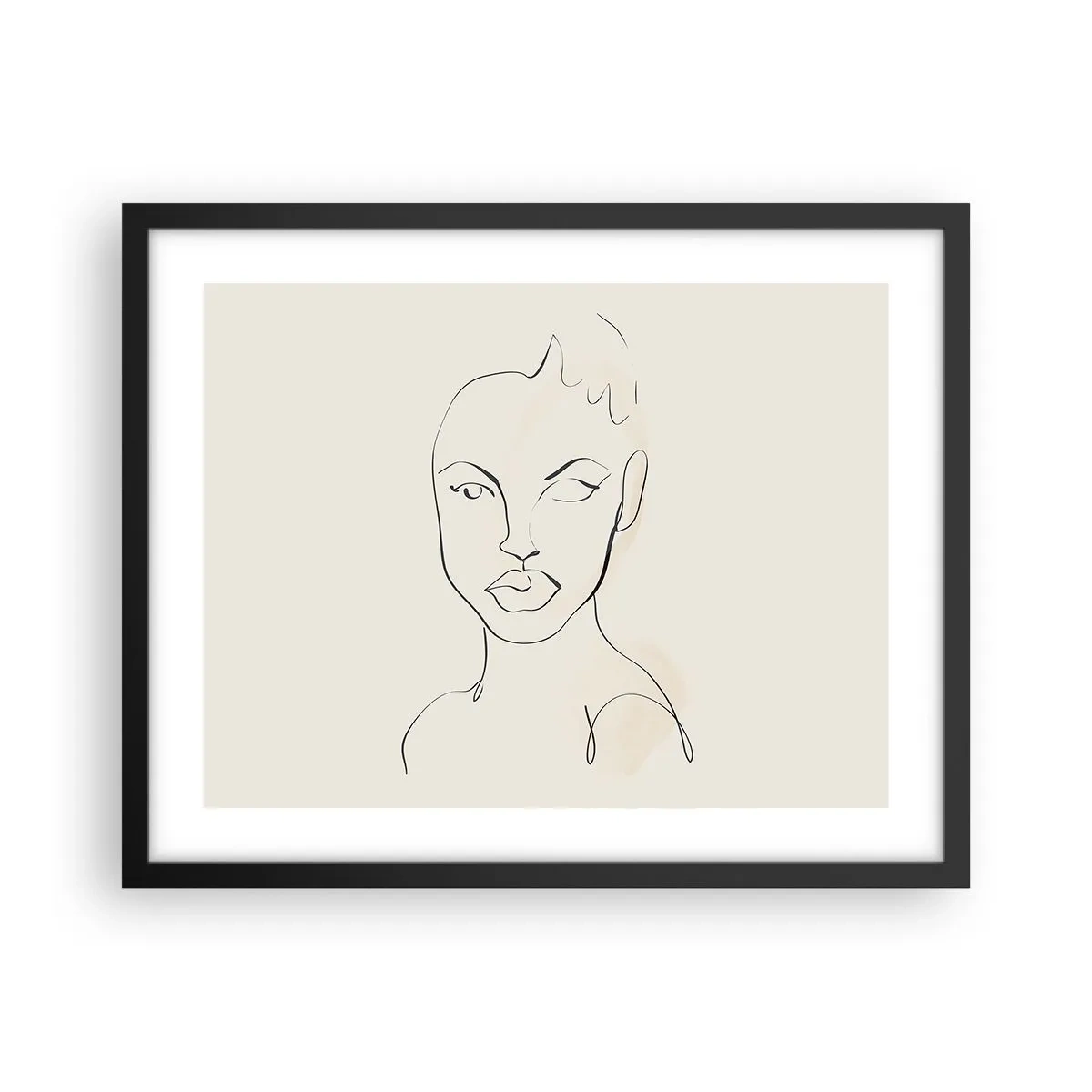 Póster en marco negro - Un esbozo de sensualidad - 50x40 cm