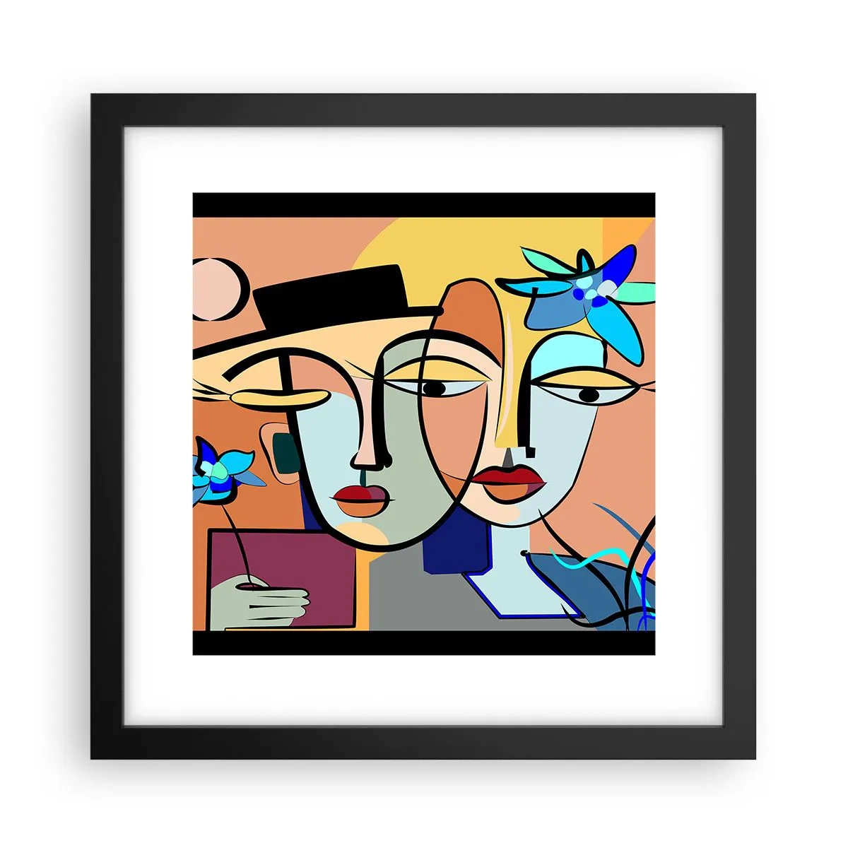 Póster en marco negro - Randez vous de Picasso - 30x30 cm