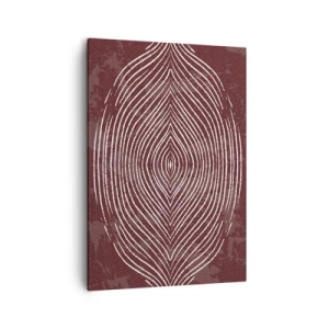 Cuadro sobre lienzo - Impresión de Imagen - Ondas simétricas en líneas blancas sobre un fondo marrón - 50x70cm - El espacio habla - Decoración de pared moderna para salón y dormitorio ARTTOR