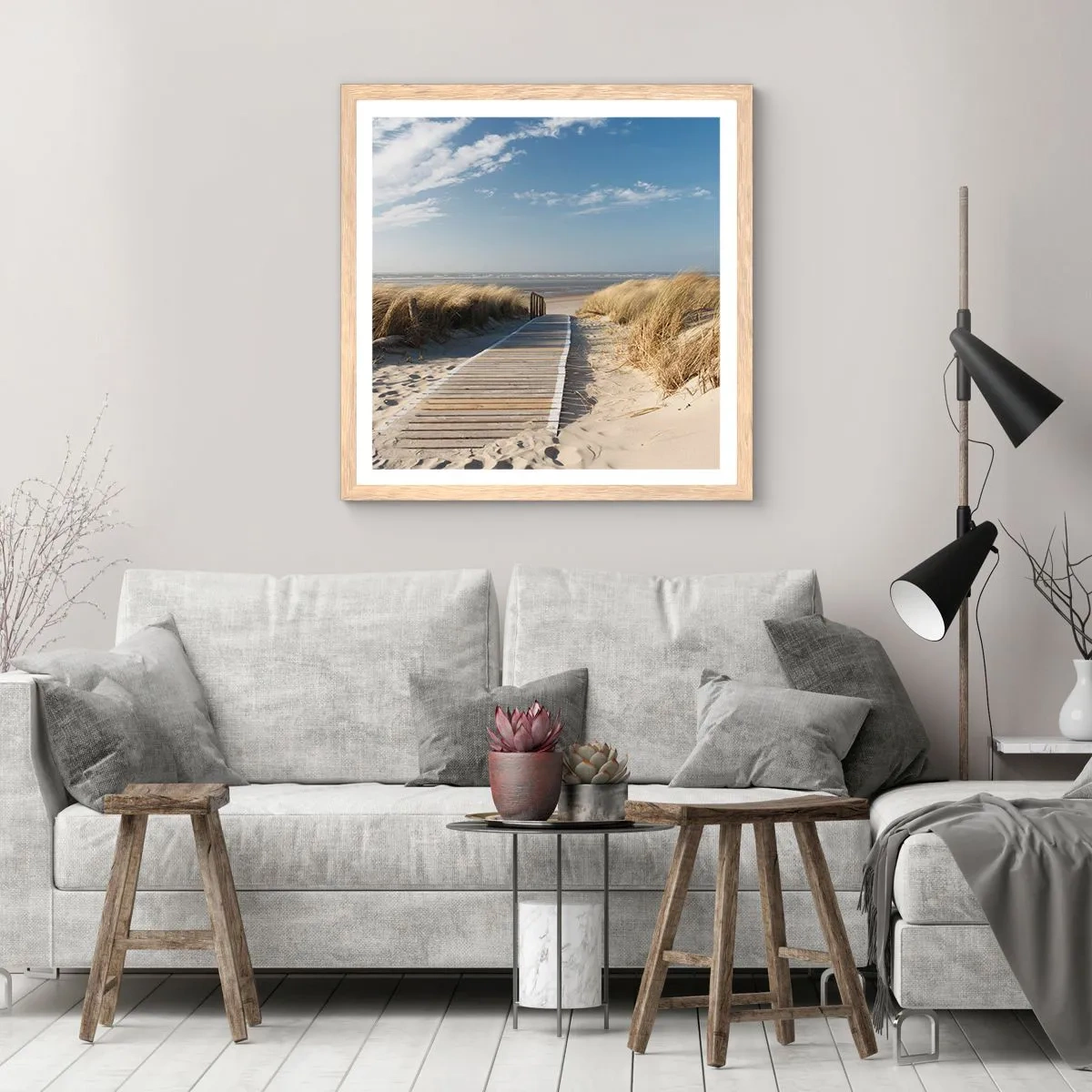 Póster en marco roble claro - Más allá de la duna, en el susurro de la naturaleza - 50x50 cm