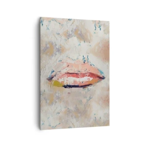 Cuadro sobre lienzo - Impresión de Imagen - Una composición abstracta que representa los labios de una mujer en colores pastel. - 70x100cm - Despierta los sentidos - Decoración de pared moderna para salón y dormitorio ARTTOR