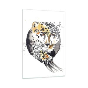 Cuadro sobre vidrio - Impresiones sobre Vidrio - Pintura artística de acuarela con motivo de guepardo. - 80x120cm - Belleza depredadora - Decoración de pared moderna para salón y dormitorio ARTTOR