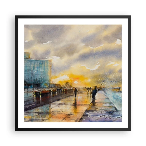 Póster en marco negro - Vida en la orilla - 60x60 cm