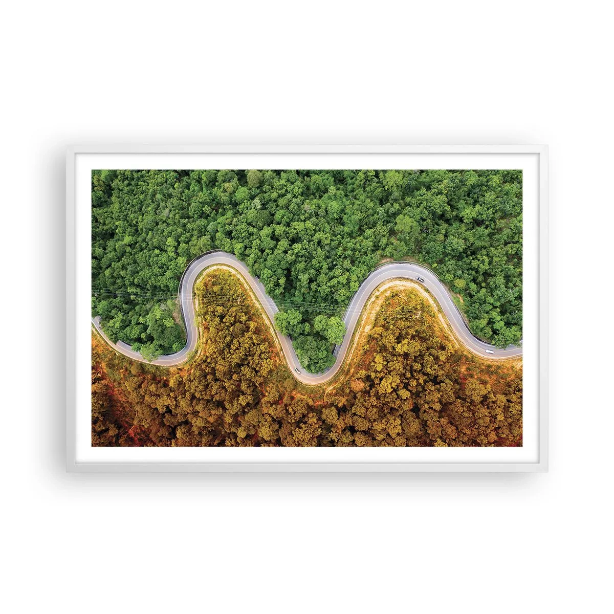 Póster en marco blanco - Frontera serpenteante - 91x61 cm
