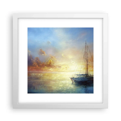 Póster en marco blanco - En una bahía dorada - 30x30 cm