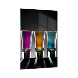 Cuadro sobre vidrio - Impresiones sobre Vidrio - Gafas de colores sobre fondo negro - 70x100cm - Colores de la alegría - Decoración de pared moderna para salón y dormitorio ARTTOR