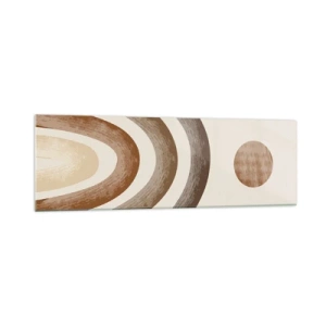 Cuadro sobre vidrio - Impresiones sobre Vidrio - Motivo planetario geométrico en tonos marrones - 160x50cm - En otro mundo - Decoración de pared moderna para salón y dormitorio ARTTOR