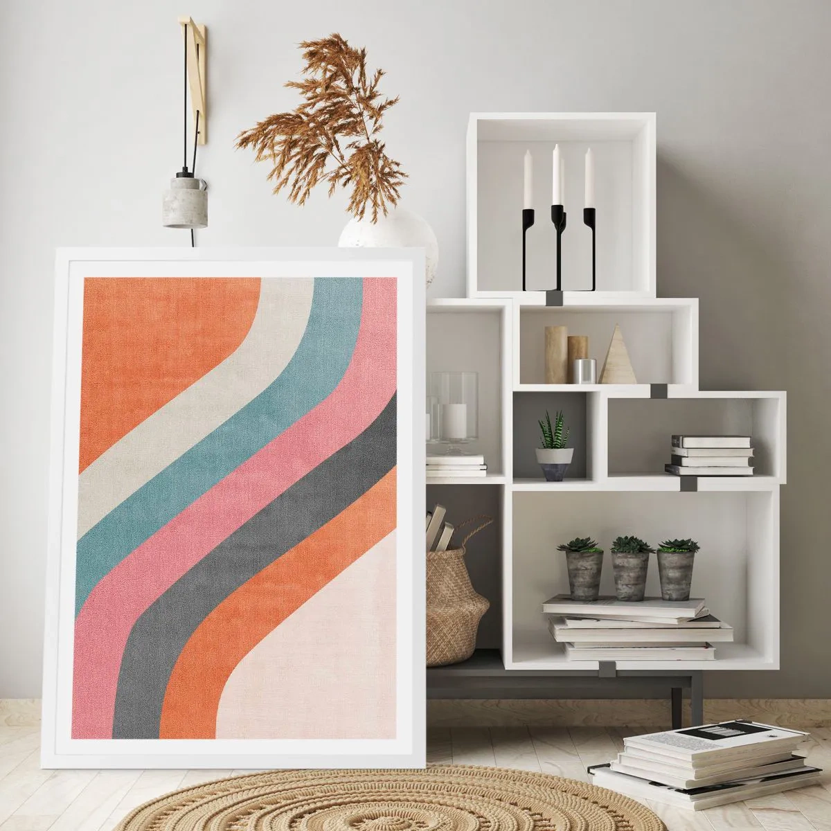 Póster en marco blanco - Composición diagonal - movimiento - 30x40 cm