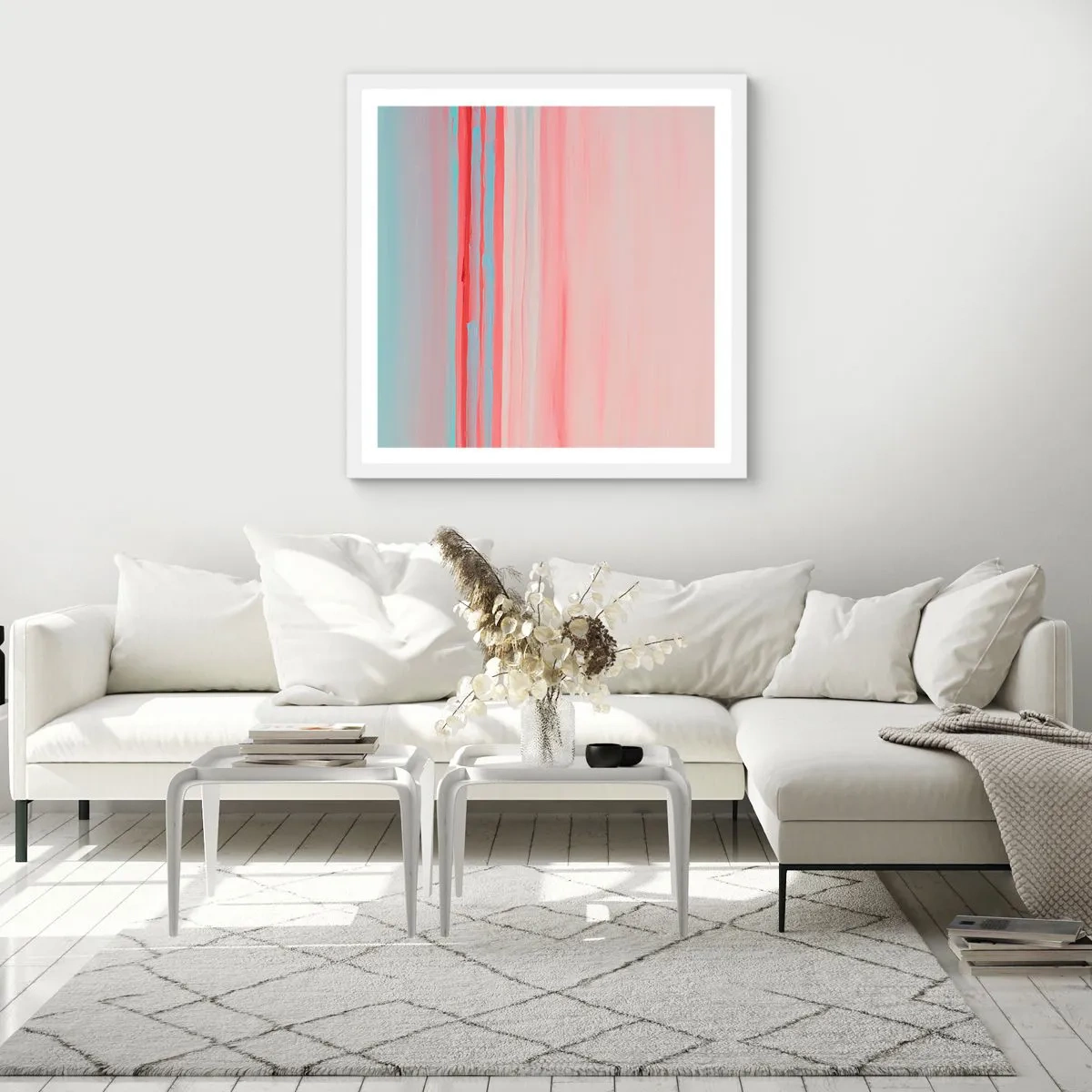 Póster en marco blanco - Abstracción al amanecer - 30x30 cm