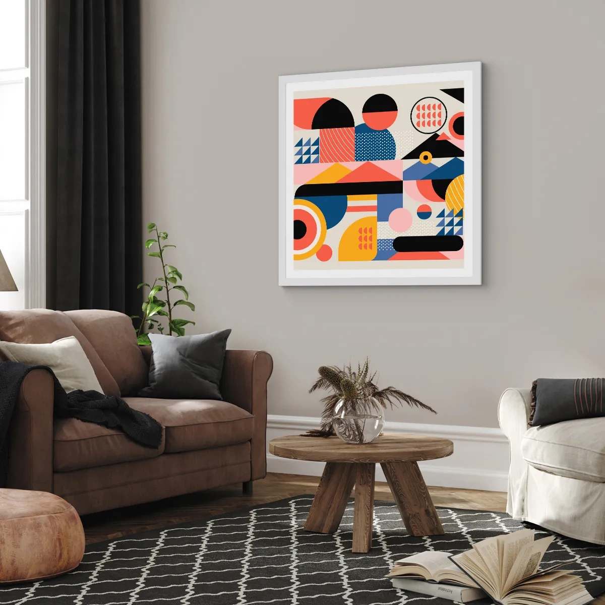 Póster en marco blanco - Composición: juegos - 50x50 cm