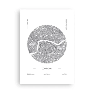 Póster - Un mapa minimalista en blanco y negro de Londres - 50x70cm - Anatomía de Londres - Decoración de pared moderna para salón y dormitorio ARTTOR