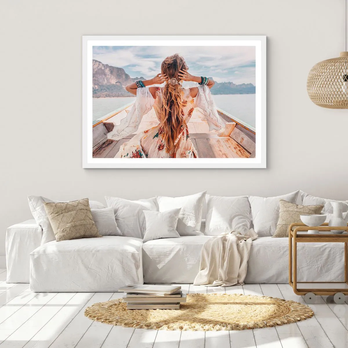 Póster en marco blanco - Rumbo a la felicidad - 100x70 cm