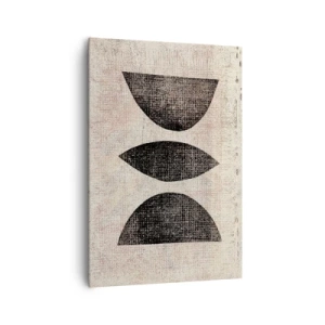 Cuadro sobre lienzo - Impresión de Imagen - Formas étnicas en tonos oscuros sobre un fondo claro. - 70x100cm - Abstracción étnica - Decoración de pared moderna para salón y dormitorio ARTTOR