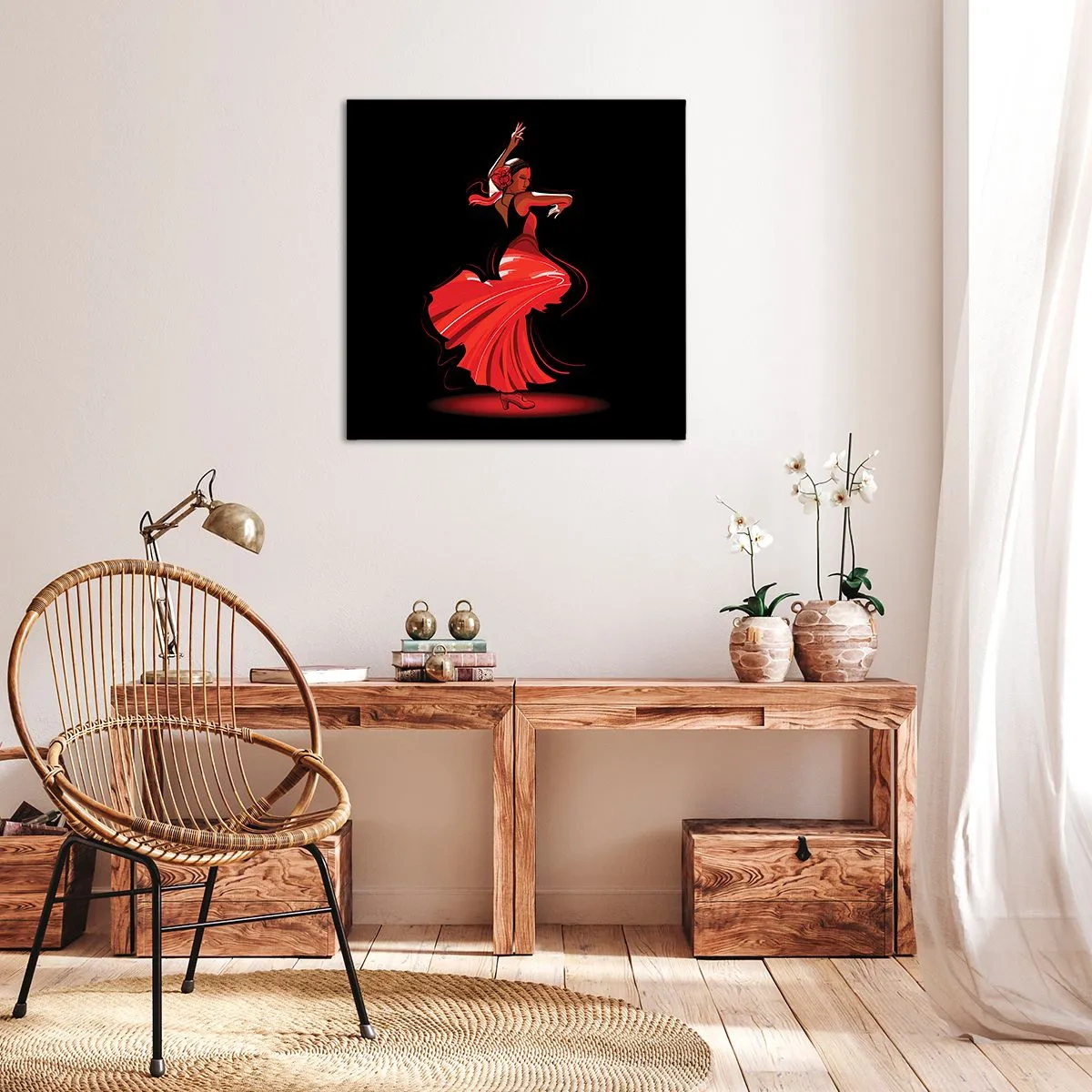 Cuadro sobre lienzo - Impresión de Imagen - El espíritu ardiente del flamenco - 70x70 cm