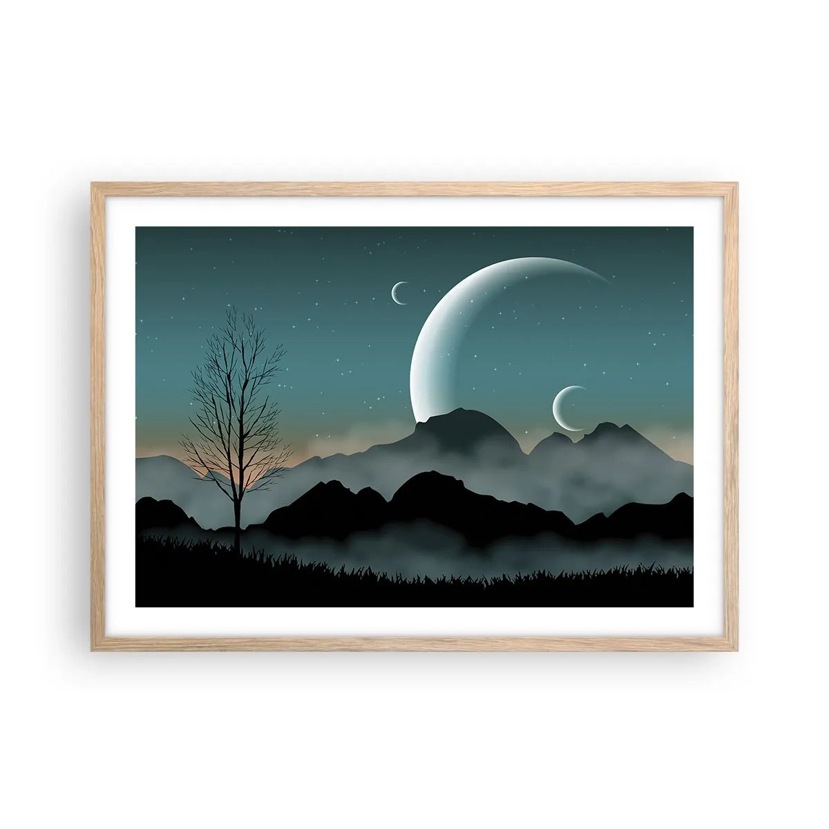 Póster en marco roble claro - Un carnaval de noche estrellada - 70x50 cm