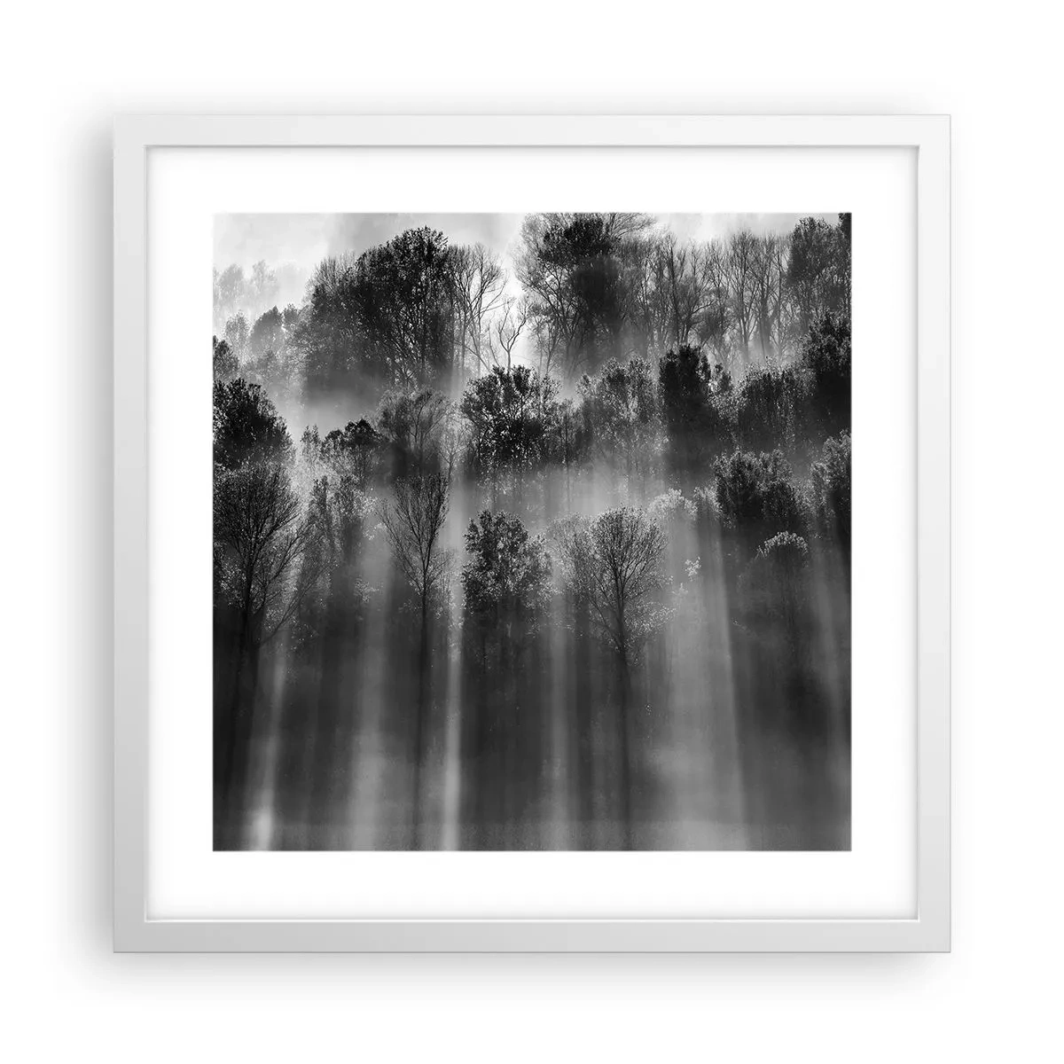 Póster en marco blanco - En los flujos de luz - 40x40 cm