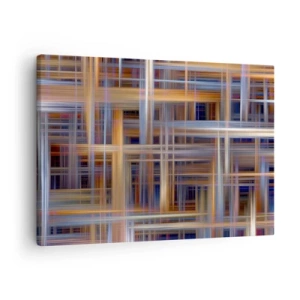 Cuadro sobre lienzo - Impresión de Imagen - Patrones geométricos abstractos en colores pastel - 70x50cm - Tejido de luz - Decoración de pared moderna para salón y dormitorio ARTTOR
