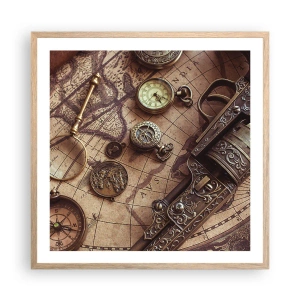 Póster en marco roble claro - La aventura llama - 60x60 cm