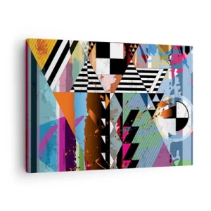 Cuadro sobre lienzo - Impresión de Imagen - Composición geométrica abstracta con colores vivos. - 70x50cm - Geométrico y orgánico - Decoración de pared moderna para salón y dormitorio ARTTOR