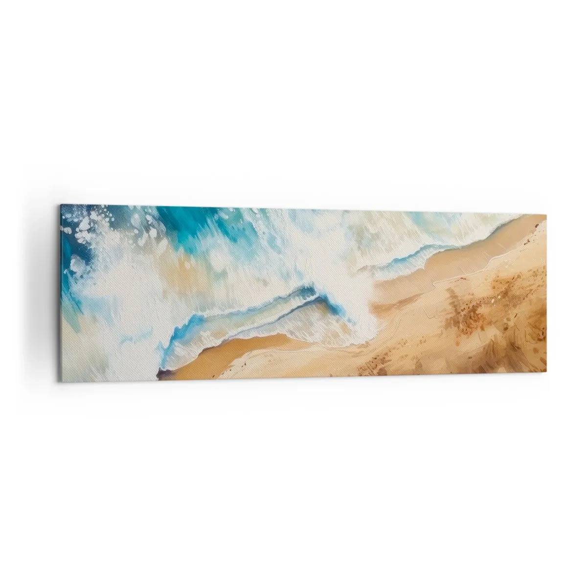 Cuadro sobre lienzo - Impresión de Imagen - Una ola del mar rompiendo contra la orilla arenosa - 160x50cm - Olas recurrentes - Decoración de pared moderna para salón y dormitorio ARTTOR