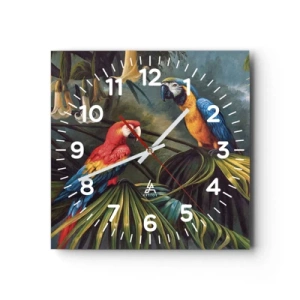 Reloj de pared - Reloj de vidrio - Romanticismo en los trópicos - 30x30 cm