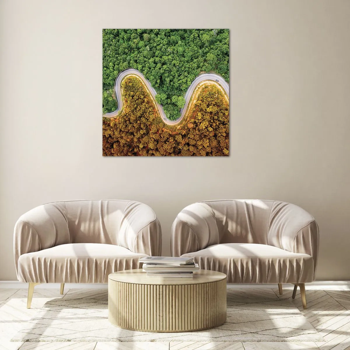 Cuadro sobre vidrio - Impresiones sobre Vidrio - Frontera serpenteante - 70x70 cm