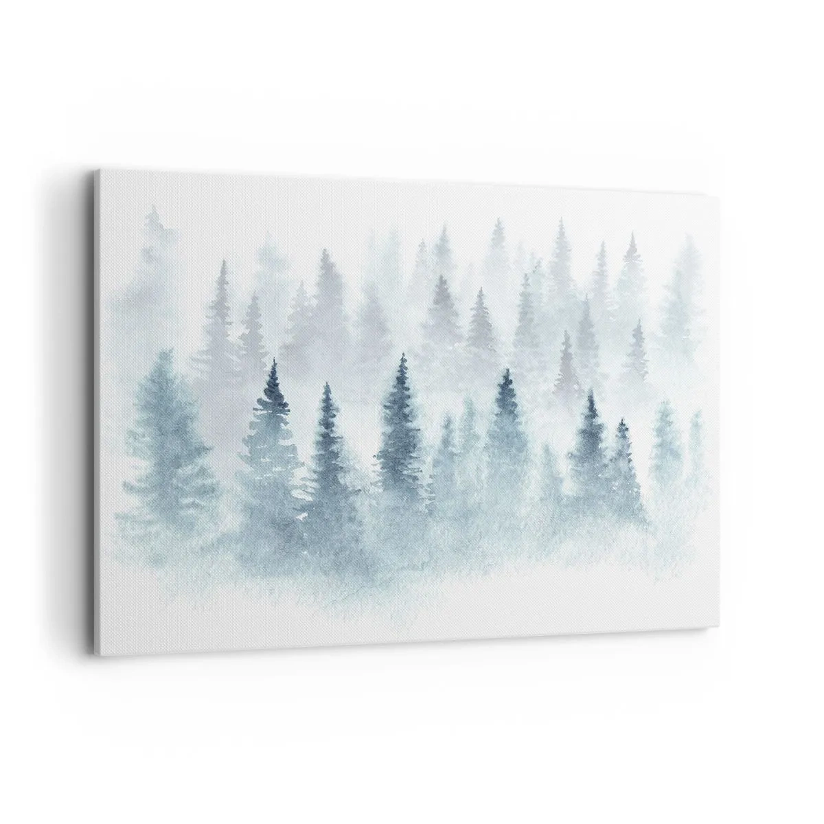 Cuadro sobre lienzo - Impresión de Imagen - Bosques de coníferas bañados por una delicada niebla. - 100x70cm - Envuelto en la niebla - Decoración de pared moderna para salón y dormitorio ARTTOR