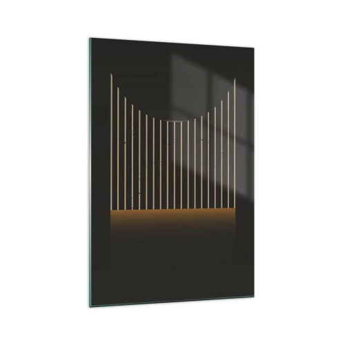 Cuadro sobre vidrio - Impresiones sobre Vidrio - Patrón geométrico con rayas sobre fondo oscuro. - 70x100cm - Explorar la oscuridad - Decoración de pared moderna para salón y dormitorio ARTTOR
