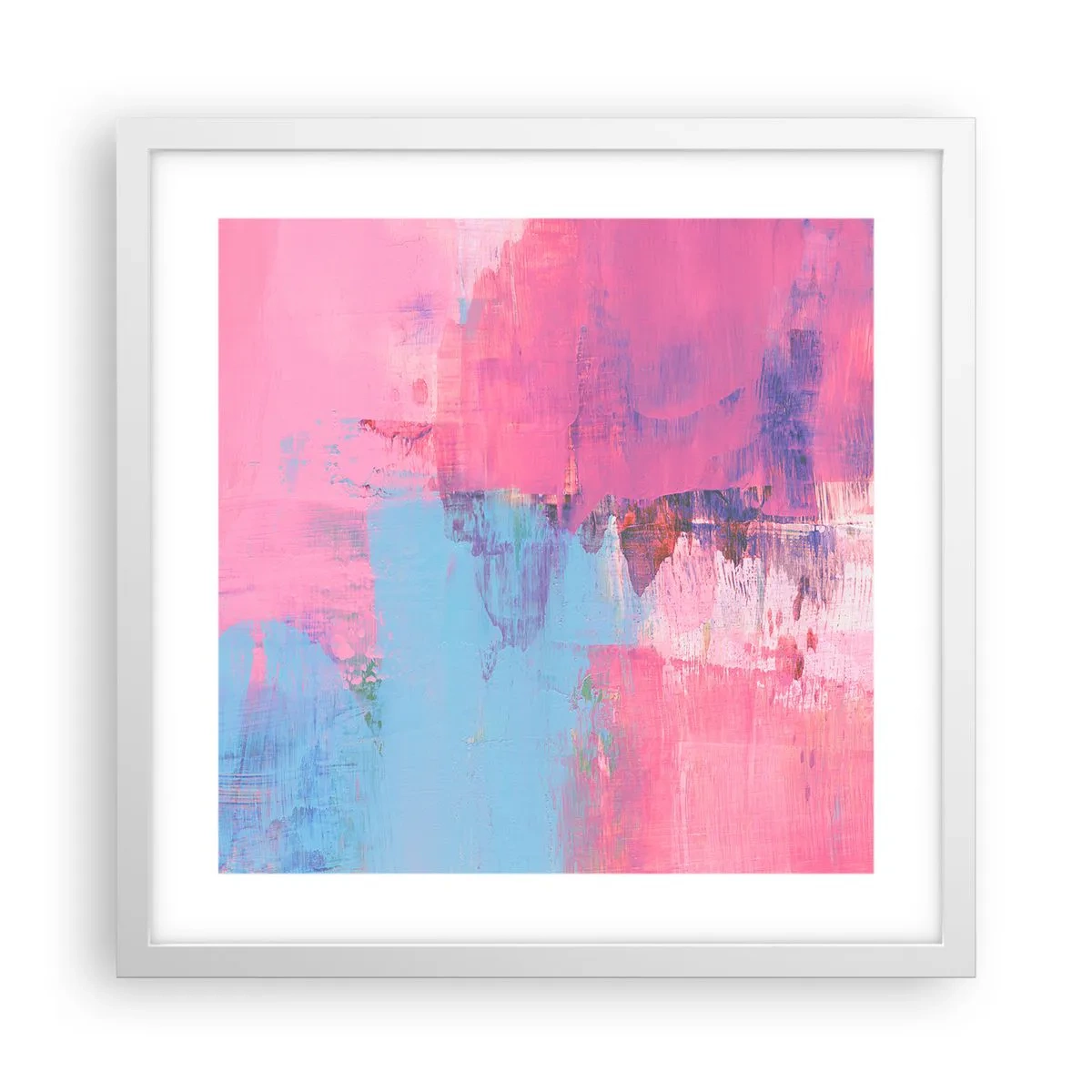 Póster en marco blanco - Rosa, azul y una pizca de luz - 40x40 cm