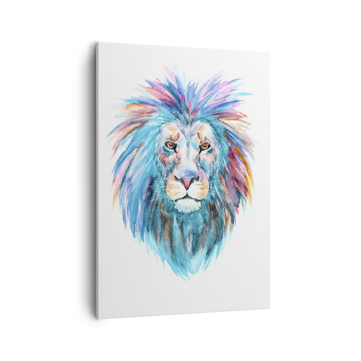 Cuadro sobre lienzo - Impresión de Imagen - Retrato en acuarela de un león en colores vivos. - 50x70cm - Aura electrizante - Decoración de pared moderna para salón y dormitorio ARTTOR