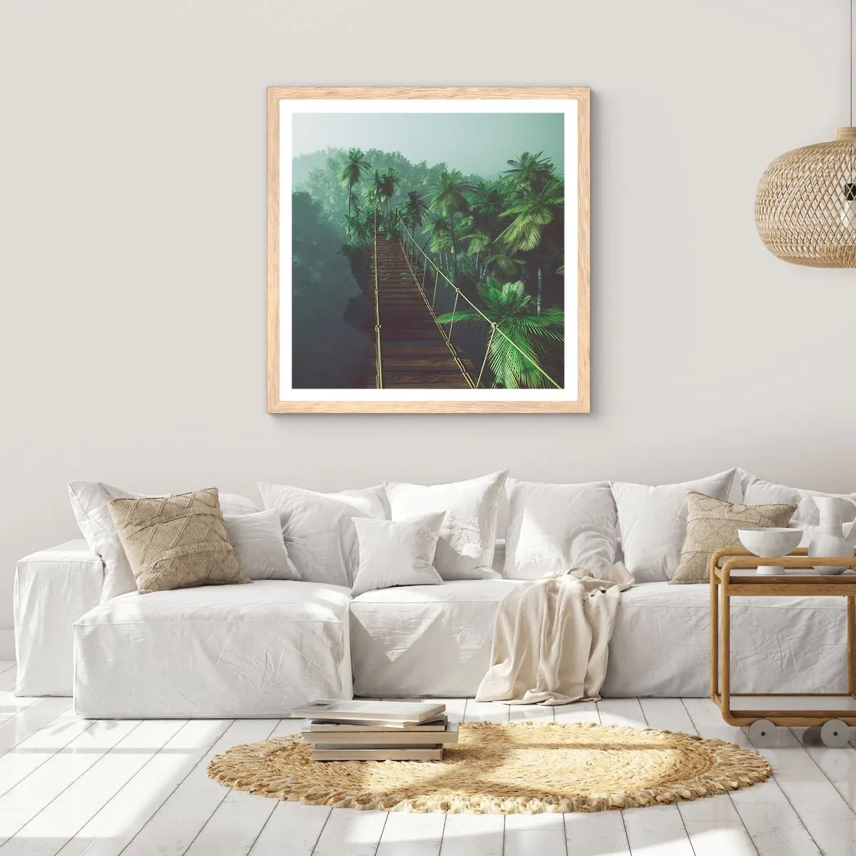 Póster en marco roble claro - Sobre un mar de verde - 50x50 cm