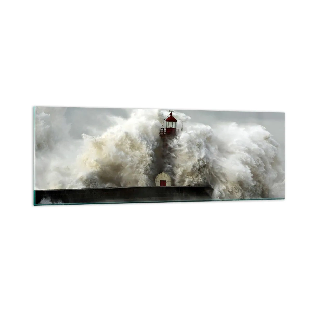 Cuadro sobre vidrio - Impresiones sobre Vidrio - La furia del océano - 90x30 cm