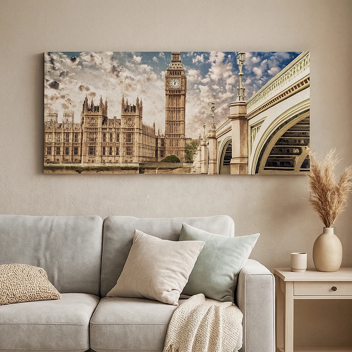 Cuadro sobre lienzo - Impresión de Imagen - Nubes sobre el Támesis - 30x30 cm