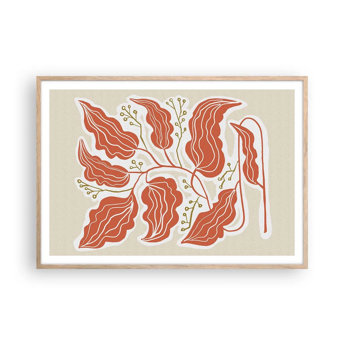 Póster en marco roble claro - Folk y coral - 100x70 cm