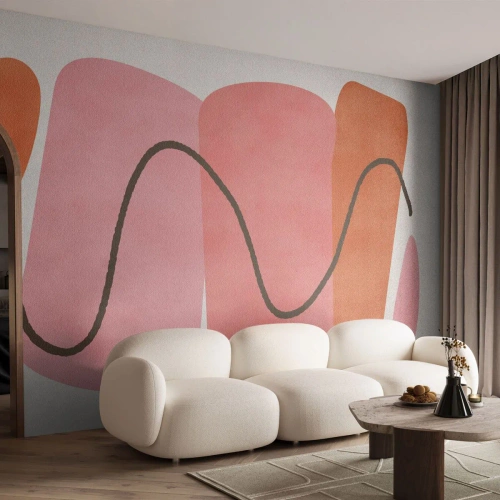 Fotomural Autadhesivo Deluxe Sticker - Suave movimiento de formas - Abstracción, Minimalismo, Pastel - 350x256 cm