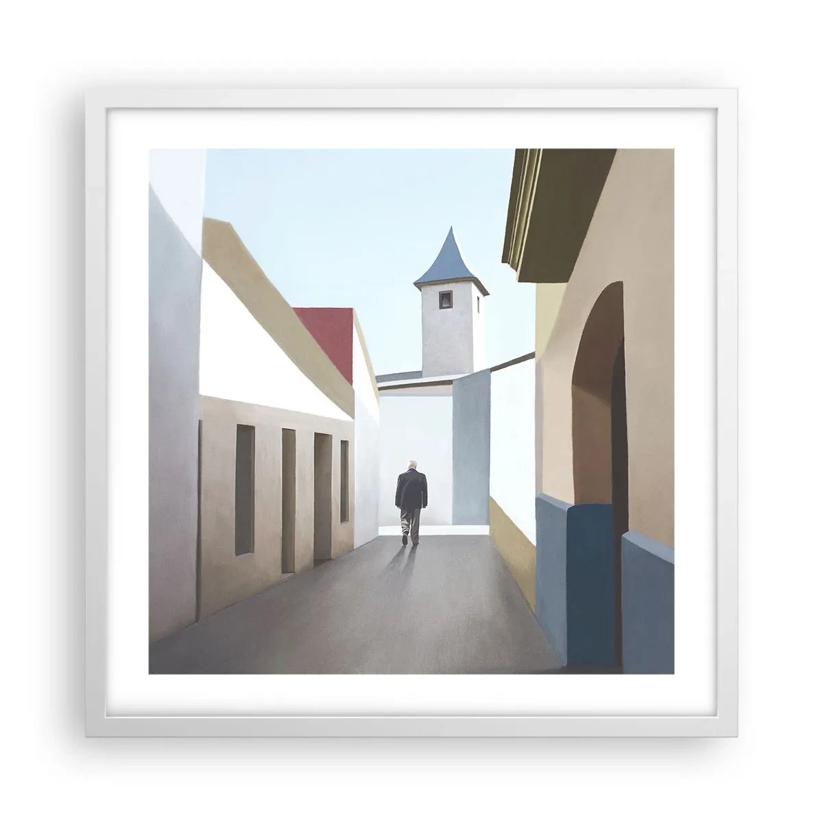 Póster en marco blanco - Paseo soleado - 50x50 cm