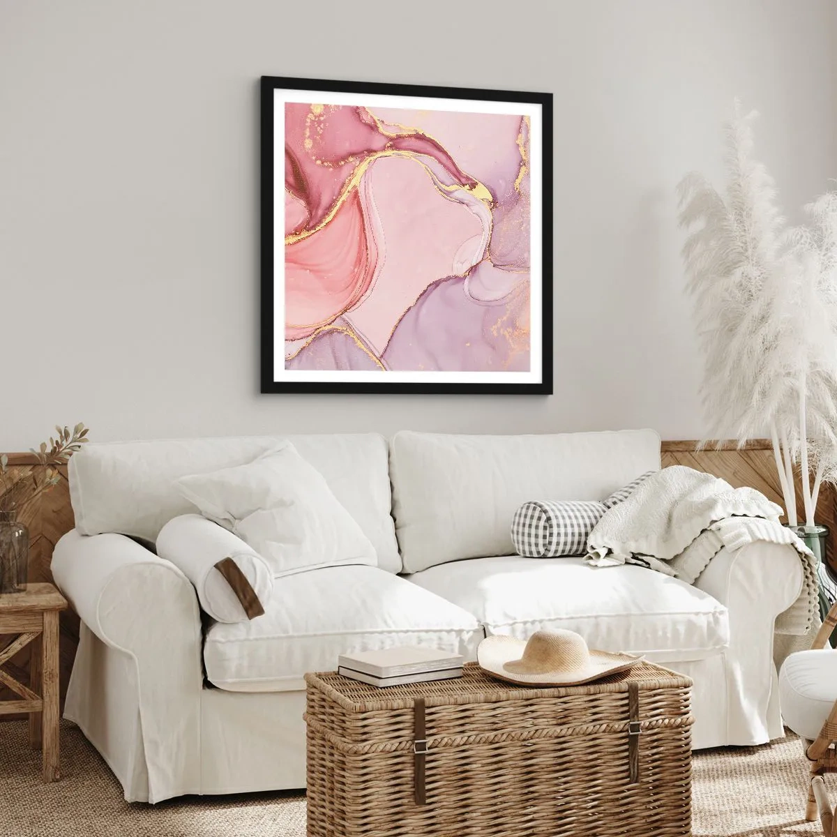 Póster en marco negro - Caricia de colores - 50x50 cm