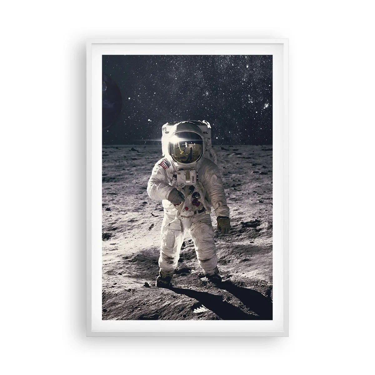 Póster en marco blanco - Saludos desde la Luna - 61x91 cm