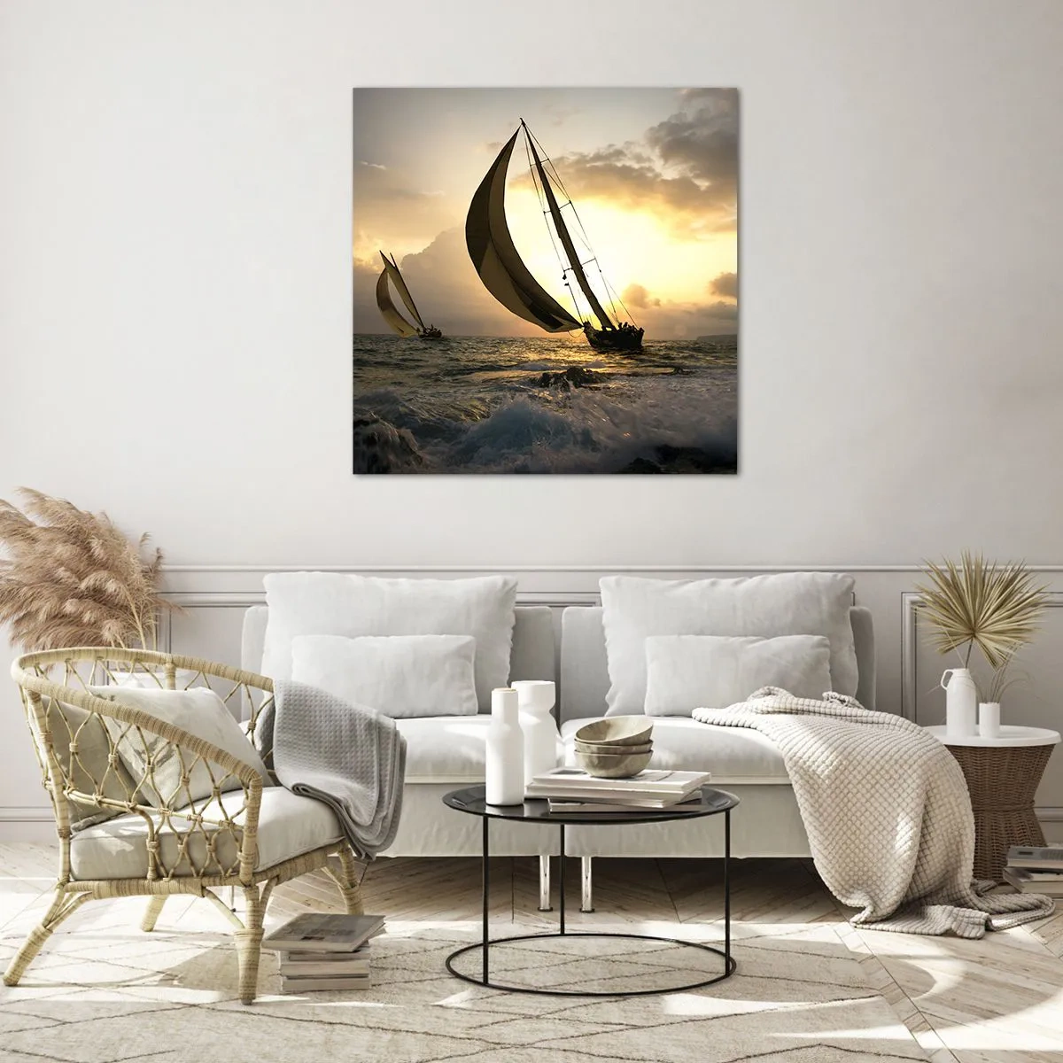 Cuadro sobre vidrio - Impresiones sobre Vidrio - En contra y a favor del viento - 40x40 cm