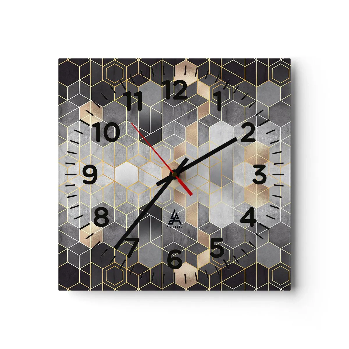 Reloj de pared - Reloj de vidrio - Composición de diamantes - 30x30 cm