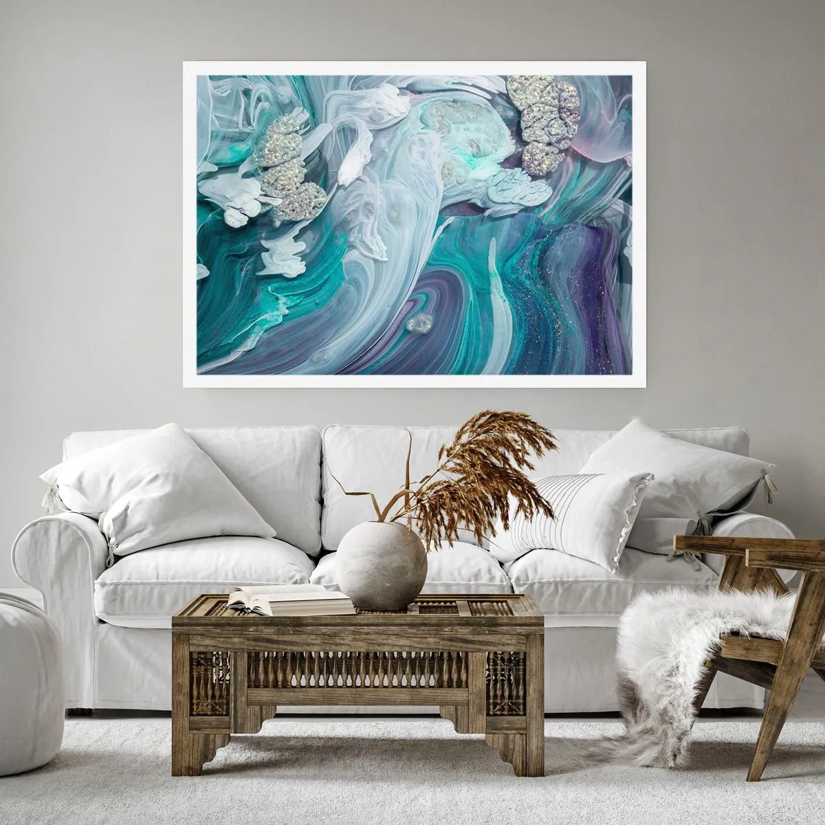 Póster - Corrientes de azul - 70x50 cm